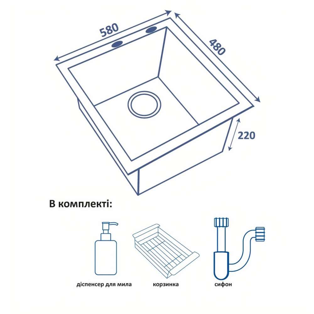 Фото - Кухонна мийка Ventolux HMKS 5848 SS MC DECOR 3/0,6