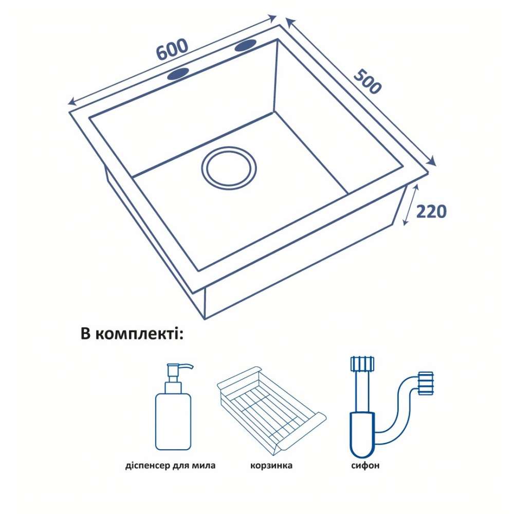 Фото - Кухонная мойка Ventolux HMKS 6050 SS MC DECOR 3/0,8