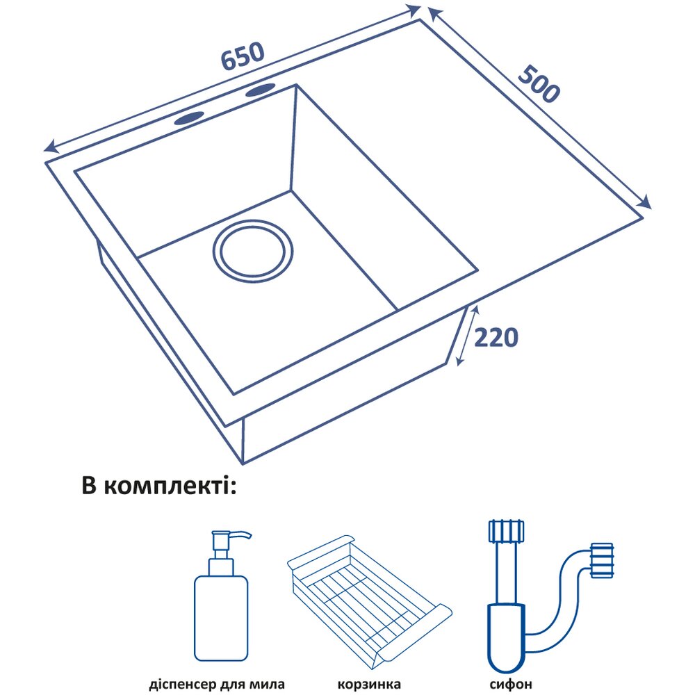 Фото - Кухонная мойка Ventolux HMKS LW 6550 PVD BK 3/0,8