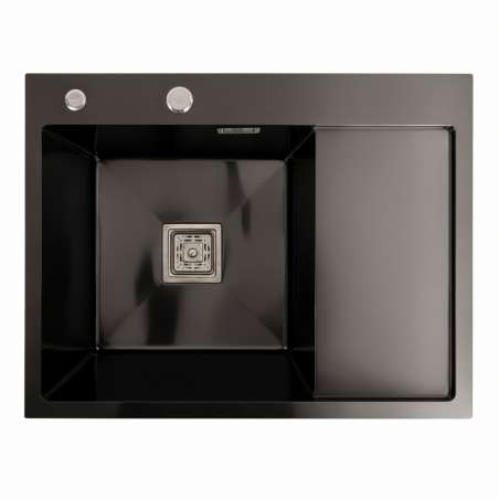 Фото - Кухонные мойки 65*50 L Мийка PVD чорна Platinum Handmade  (квадратний сифон 3,0/1,0)