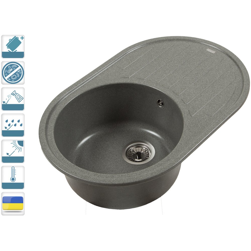 Кухонні мийки EMILIA (GRAY QUARTZ) 755х490х210 Фото - Кухонні мийки EMILIA (GRAY QUARTZ) 755х490х210