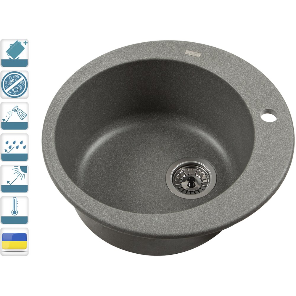 Кухонные мойки FABIA (GRAY QUARTZ) D500x210 Фото - Кухонные мойки FABIA (GRAY QUARTZ) D500x210
