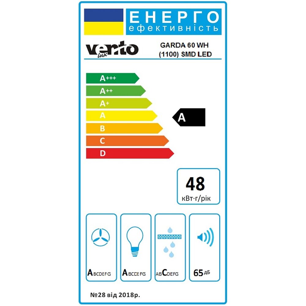 Вытяжка GARDA 60 WH (1100) SMD LED Фото - Вытяжка GARDA 60 WH (1100) SMD LED