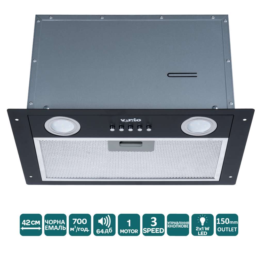 Фото - Витяжка PUNTO 42 BK (700) PB