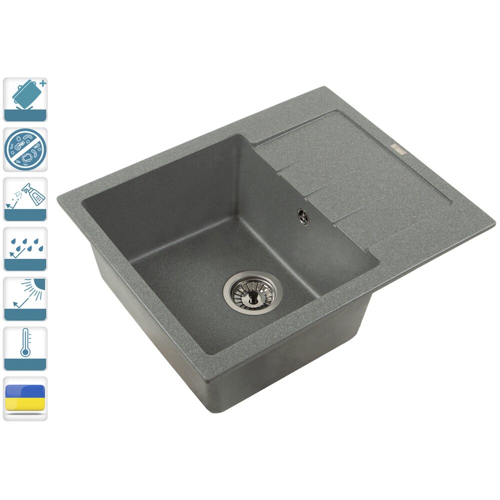 Кухонные мойки SILVIA (GRAY QUARTZ) 610х495х210 Фото - Кухонные мойки SILVIA (GRAY QUARTZ) 610х495х210