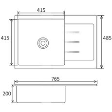 Кухонная мойка Ventolux DIAMANTE (BLACK MATT QUARTZ) 765х485х200