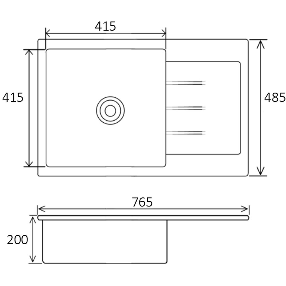 Фото - Кухонна мийка Ventolux DIAMANTE (BLACK QUARTZ) 765х485х200