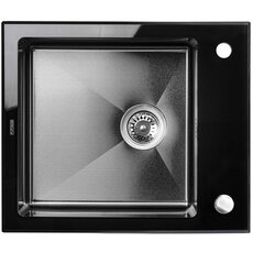 Кухонна мийка Platinum Handmade PVD BLACK GLASS 600х510х200 мм