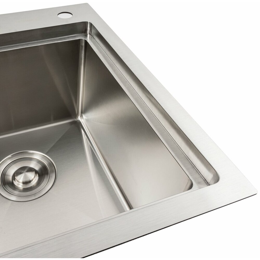 Фото - Кухонна мийка нержавійка 58*48 R Platinum Handmade (два отвори, круглий сифон 3,0/0,8)
