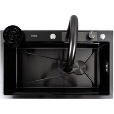 Кухонна мийка PVD чорна CM 75*46A Platinum Handmade "Водоспад"