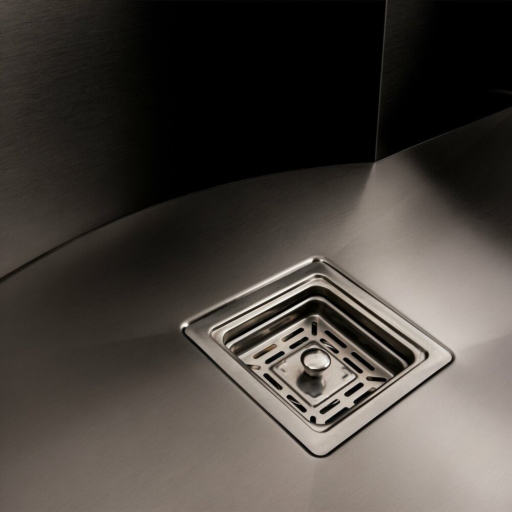 Фото - Кухонна мийка 75*46 PVD чорна з підставкою для ножів Platinum Handmade HSB (квадратний сифон 3,0/1)