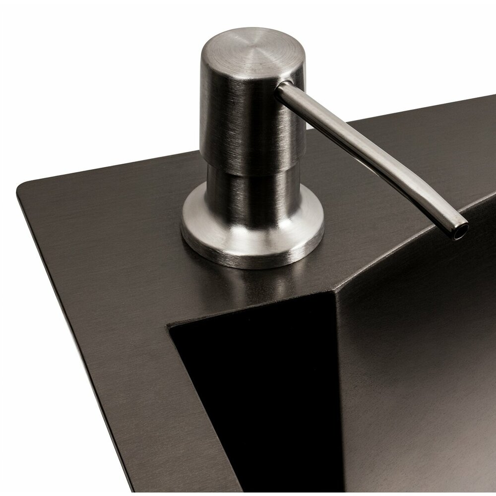 Фото - Кухонна мийка 75*46 PVD чорна з підставкою для ножів Platinum Handmade HSB (квадратний сифон 3,0/1)