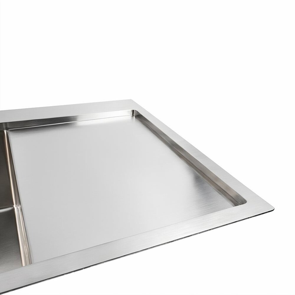 Фото - Мийка нержавійка Platinum Handmade 78*50B L (два отвори ,квадратний сифон 3.0/1.0)