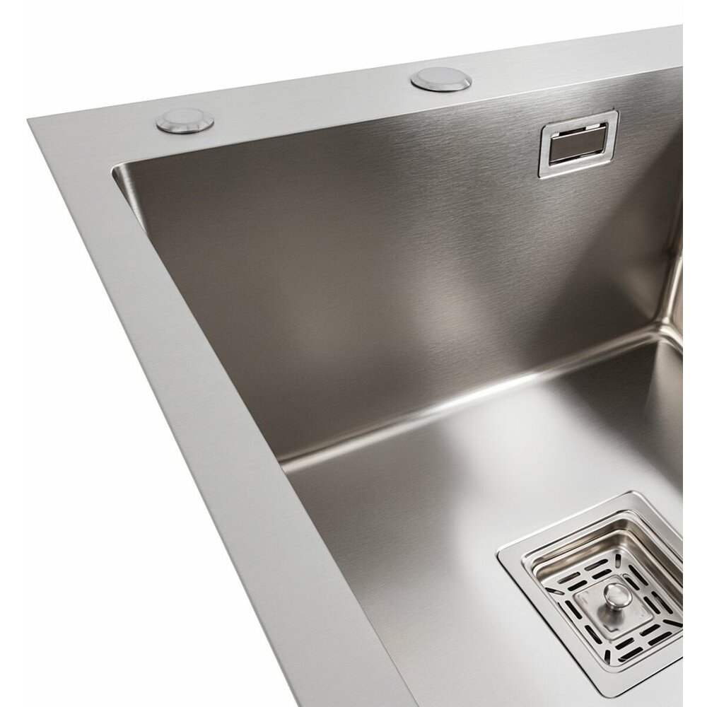 Фото - Мийка нержавійка Platinum Handmade 78*50B L (два отвори ,квадратний сифон 3.0/1.0)