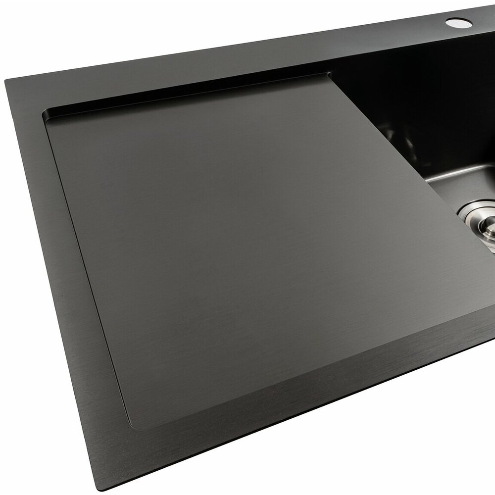 Фото - Кухонна мийка чорна PVD 78*48 R Platinum Handmade (два отвори, круглий сифон 3,0/0,8)