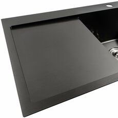 Кухонна мийка чорна PVD 78*48 R Platinum Handmade (два отвори, круглий сифон 3,0/0,8)