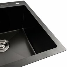 Кухонна мийка чорна PVD 78*48 R Platinum Handmade (два отвори, круглий сифон 3,0/0,8)