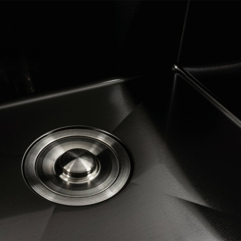 Фото - Кухонна мийка чорна PVD 78*48 R Platinum Handmade (два отвори, круглий сифон 3,0/0,8)