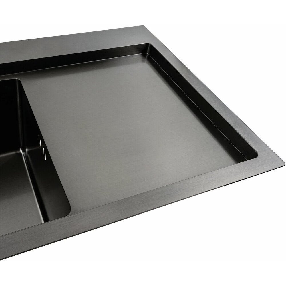 Фото - Кухонна мийка чорна PVD 78*43 L Platinum Handmade (два отвори, круглий сифон 3,0/0,8)