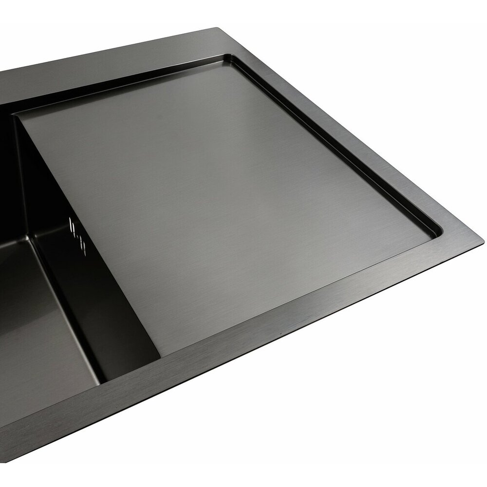 Фото - Кухонна мийка чорна PVD 78*48 L Platinum Handmade (два отвори, круглий сифон 3,0/0,8)