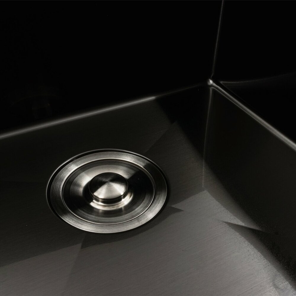 Фото - Кухонна мийка чорна PVD 78*48 L Platinum Handmade (два отвори, круглий сифон 3,0/0,8)