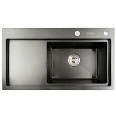 Кухонна мийка чорна PVD 78*43 R Platinum Handmade (два отвори, круглий сифон 3,0/0,8)