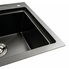 Кухонна мийка чорна PVD 78*43 R Platinum Handmade (два отвори, круглий сифон 3,0/0,8)