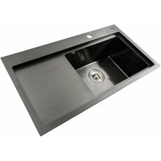 Кухонна мийка чорна PVD 78*43 R Platinum Handmade (два отвори, круглий сифон 3,0/0,8)