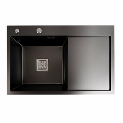 Кухонна мийка Platinum Handmade 78*50В L PVD чорна (товщина 3.0/1.0 мм)