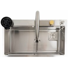 Кухонна мийка 75*45B PVD сатин Platinum Handmade "ВОДОСПАД"