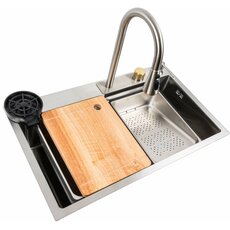 Кухонна мийка 75*45B PVD сатин Platinum Handmade "ВОДОСПАД"