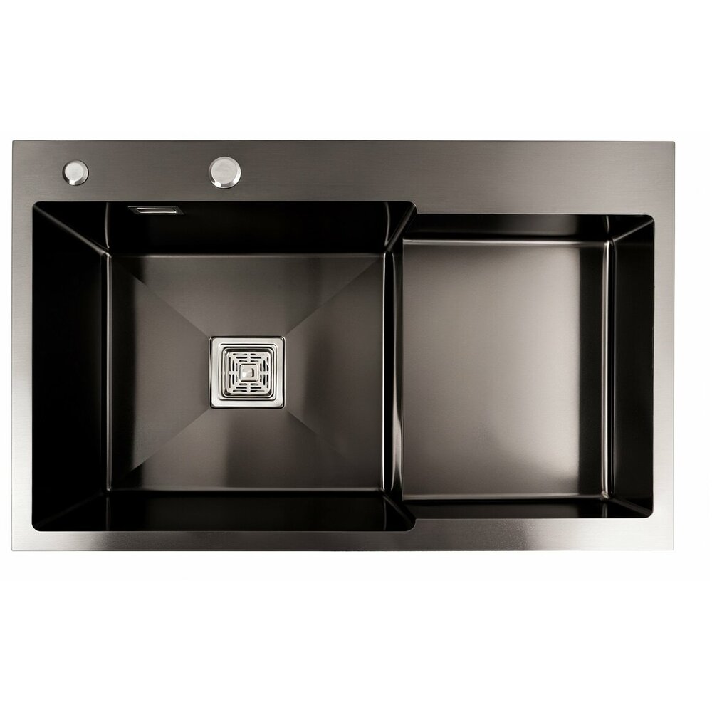 Фото - Кухонна мийка 78*50С L PVD чорна Platinum Handmade (поглиблена полиця, 3.0/1.0 мм)