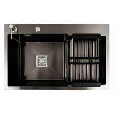 Кухонна мийка 78*50С L PVD чорна ValesoHandmade (круглий сифон, 3.0/ 0.8 мм)