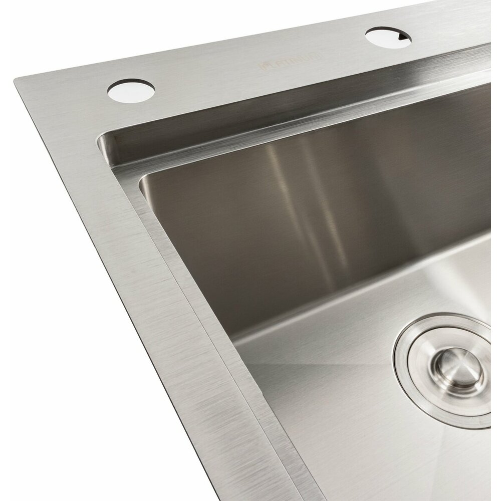 Фото - Кухонна мийка нержавійка 78*43 L Platinum Handmade (два отвори, круглий сифон 3,0/0,8)