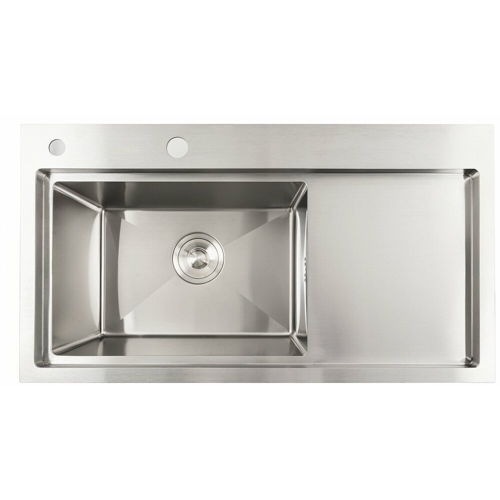 Фото - Кухонна мийка нержавійка 78*43 L Platinum Handmade (два отвори, круглий сифон 3,0/0,8)