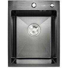 Кухонна мийка 40*50 Valeso Handmade PVD чорна (сифон крулий 3,0/0,8)