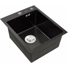 Кухонна мийка 40*50 Valeso Handmade PVD чорна (сифон крулий 3,0/0,8)