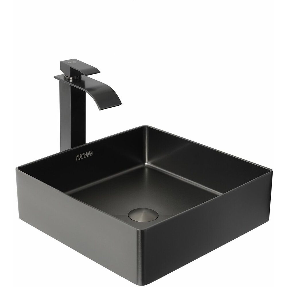 Фото - Умивальник Platinum Handmade PVD чорний 400x400 мм