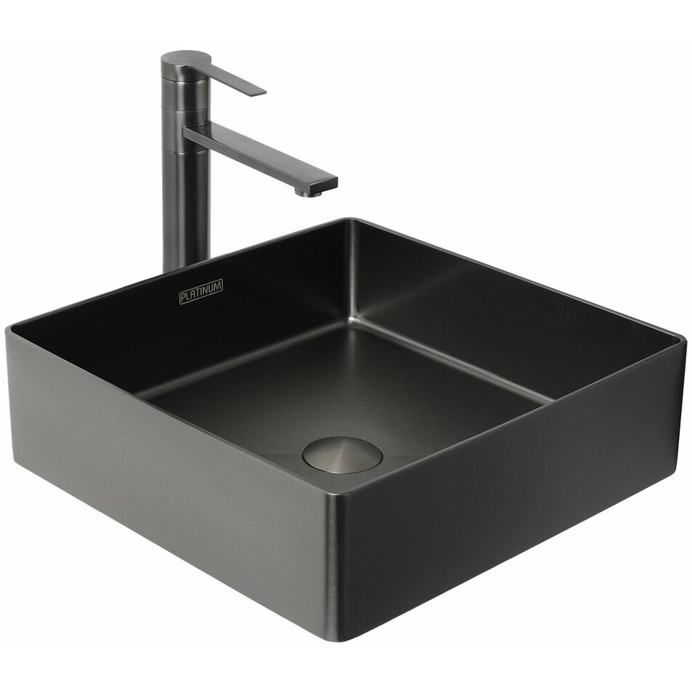 Фото - Умивальник Platinum Handmade PVD чорний 400x400 мм
