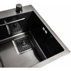 Кухонна мийка 75*45A PVD чорна Platinum Handmade "ВОДОСПАД"