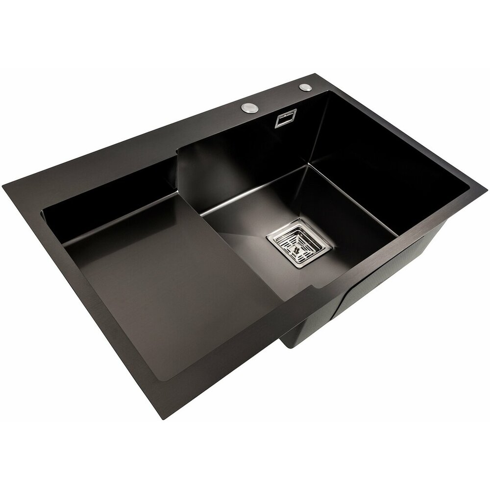 Фото - Кухонна мийка 78*50С R PVD чорна Platinum Handmade (поглиблена полиця, 3.0/1.0 мм)