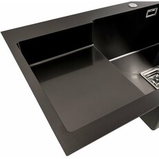 Кухонна мийка 78*50С R PVD чорна Valeso Handmade (круглий сифон 3.0/0.8)