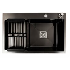 Кухонна мийка 78*50С R PVD чорна Valeso Handmade (круглий сифон 3.0/0.8)