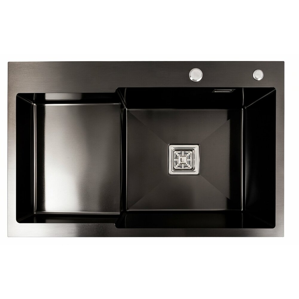 Фото - Кухонна мийка 78*50С R PVD чорна Platinum Handmade (поглиблена полиця, 3.0/1.0 мм)
