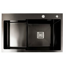 Кухонна мийка 78*50С R PVD чорна Valeso Handmade (круглий сифон 3.0/0.8)