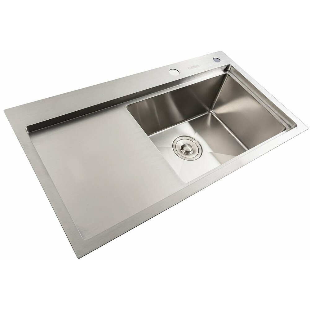 Фото - Кухонна мийка нержавійка 78*43 R Platinum Handmade (два отвори, круглий сифон 3,0/0,8)