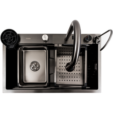 Кухонна мийка 75*45G чорна Platinum Handmade "Водоспад"