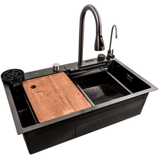 Кухонна мийка 75*45G чорна Platinum Handmade "Водоспад"