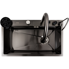 Кухонна мийка 75*45G чорна Platinum Handmade "Водоспад"