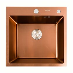 Кухонна мийка Platinum Handmade PVD мідь 500x500x220 (3,0/1,5 мм корзина та дозатор в комплекті)